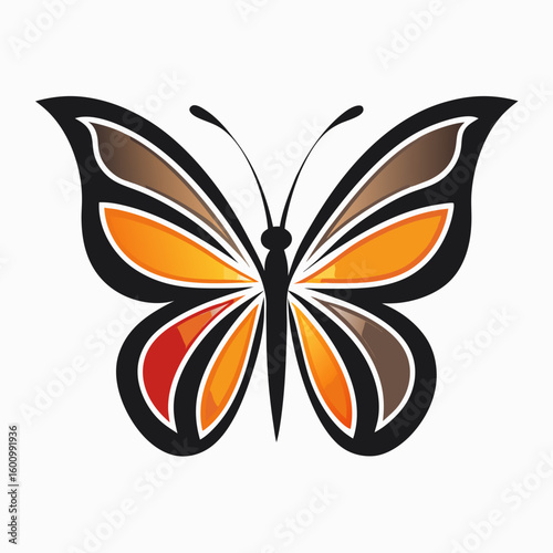 circle modern art flying butterfly logo design template illustration inspiration