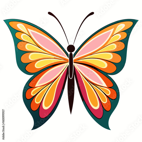 circle modern art flying butterfly logo design template illustration inspiration