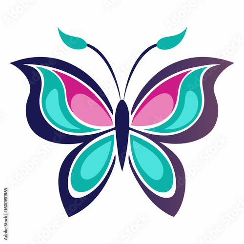 circle modern art flying butterfly logo design template illustration inspiration