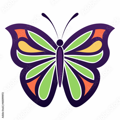 circle modern art flying butterfly logo design template illustration inspiration