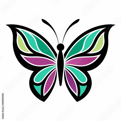 circle modern art flying butterfly logo design template illustration inspiration