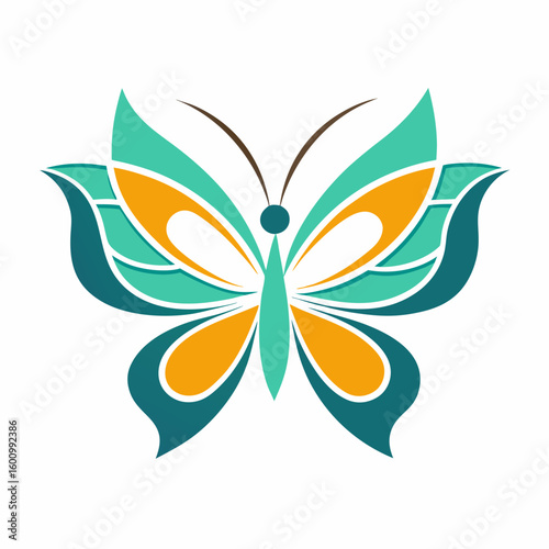 circle modern art flying butterfly logo design template illustration inspiration