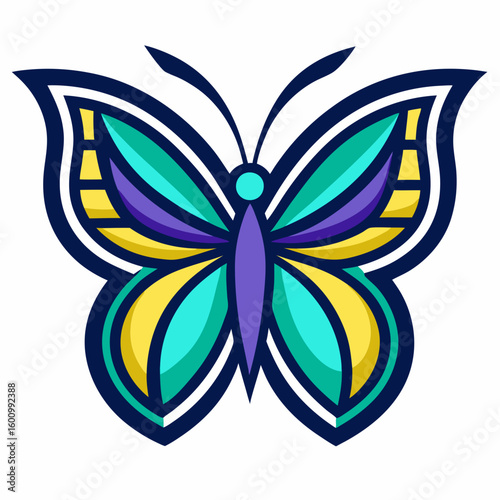 circle modern art flying butterfly logo design template illustration inspiration