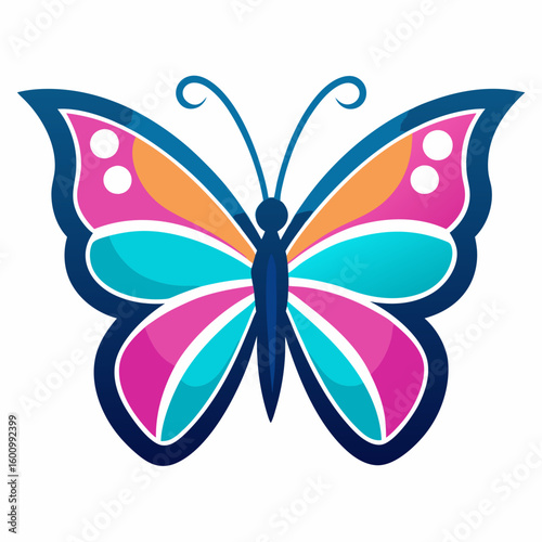 circle modern art flying butterfly logo design template illustration inspiration