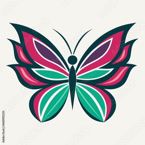 circle modern art flying butterfly logo design template illustration inspiration