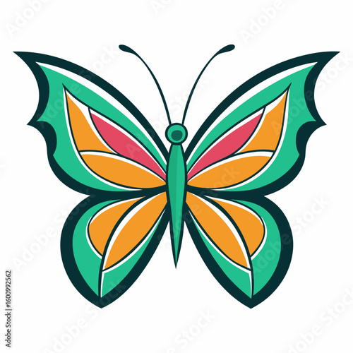 circle modern art flying butterfly logo design template illustration inspiration