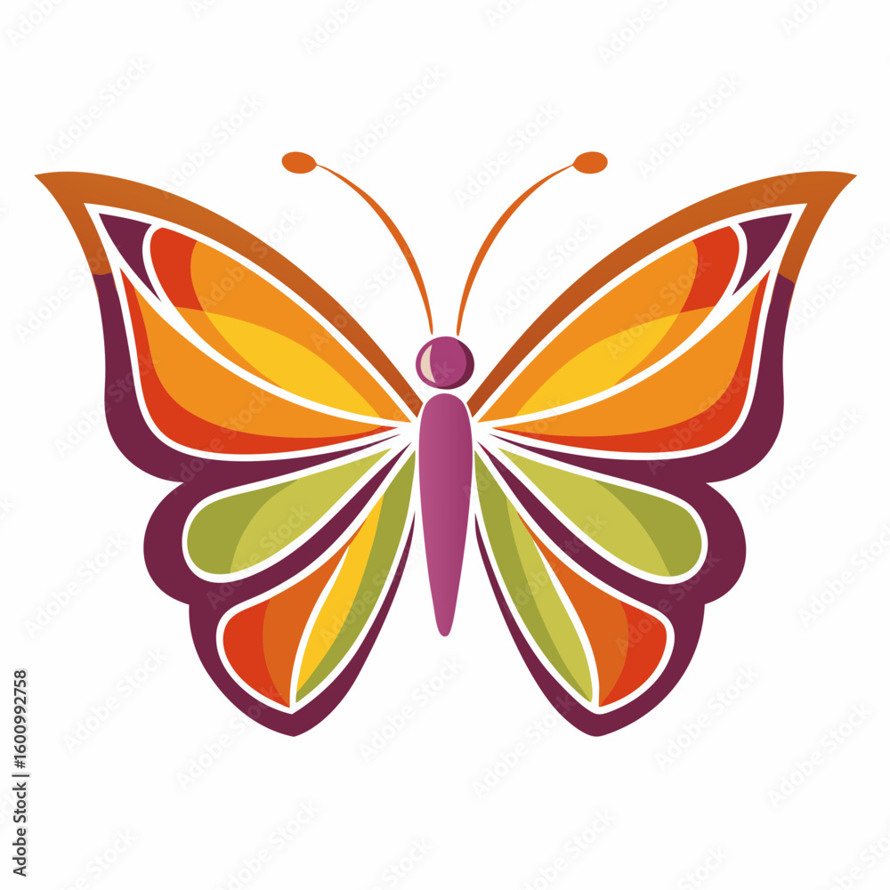 Obraz premium circle modern art flying butterfly logo design template illustration inspiration