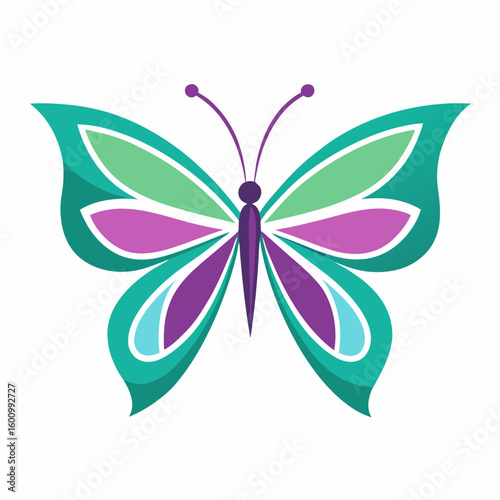 circle modern art flying butterfly logo design template illustration inspiration