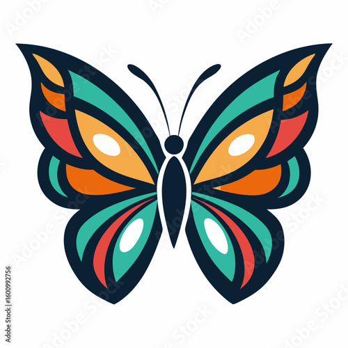 circle modern art flying butterfly logo design template illustration inspiration