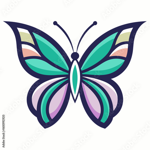 circle modern art flying butterfly logo design template illustration inspiration