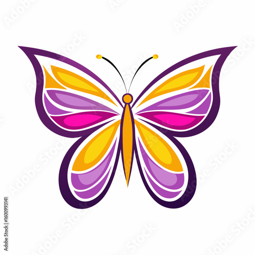 circle modern art flying butterfly logo design template illustration inspiration