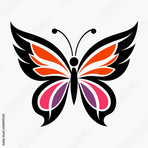 circle modern art flying butterfly logo design template illustration inspiration