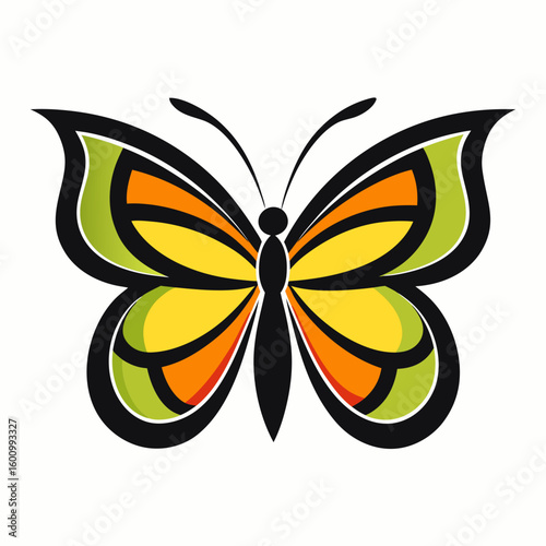 circle modern art flying butterfly logo design template illustration inspiration