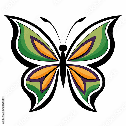 circle modern art flying butterfly logo design template illustration inspiration