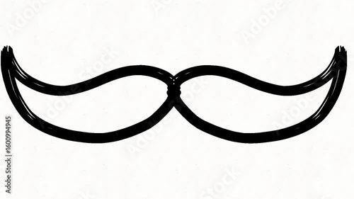 Hand drawn moustache on white background 