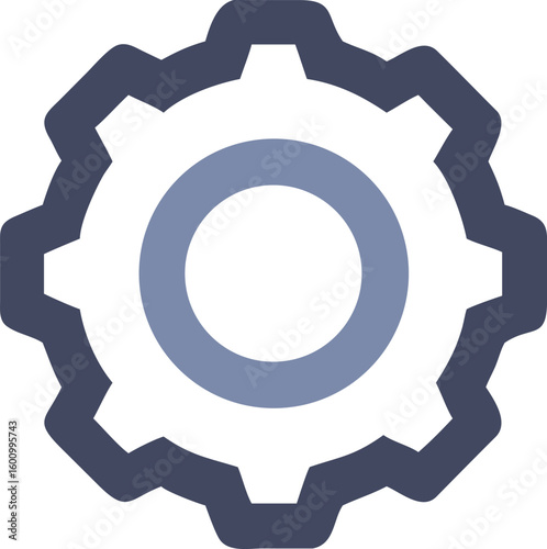 Isolated Illustration of a Dark Blue and Light Blue Cogwheel on White