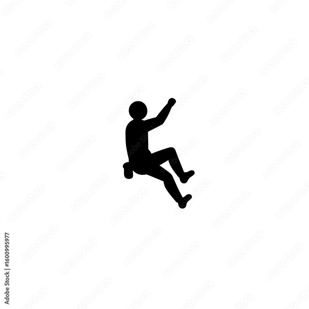 Black Silhouette Rock Climber Ascending Vertical Cliff Black Silhouette Rock Climber Ascending Vertical Cliff