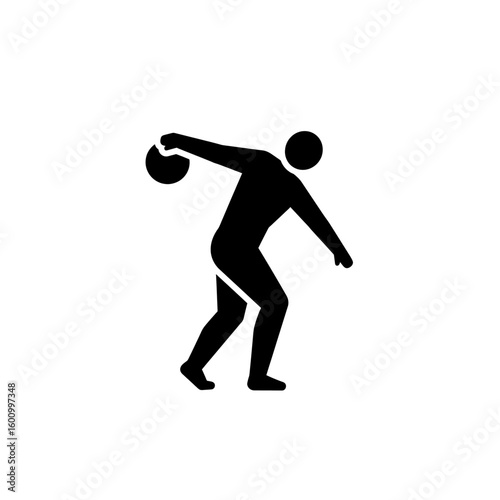 Black Silhouette Discus Thrower Mid-Release Athletic Feat