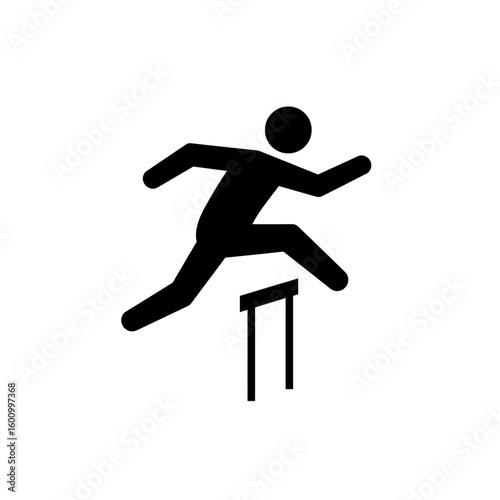 Black Silhouette Hurdler Mid-Jump Athletic Feat