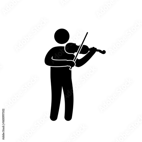 Black Silhouette Violin Player Expressive Musical Performance