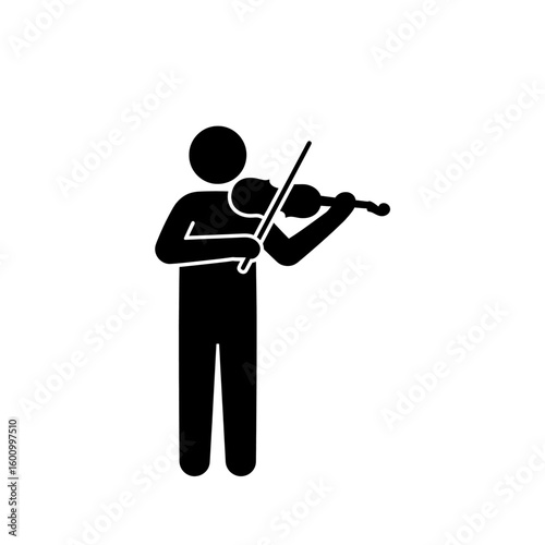 Black Silhouette Violin Player Expressive Musical Performance