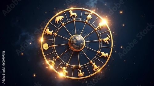 Zodiac signs astrology horoscope wheel golden celestial mystic symbols horoscope reading chart 