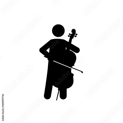 Musician Figure Performing Classical String Instrument