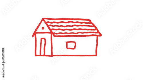 Hand drawn house on white background