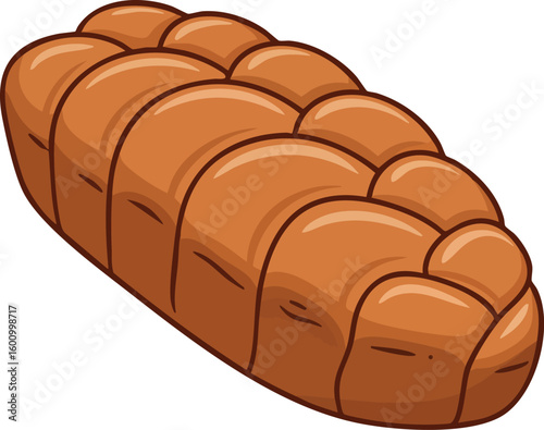 Freshly baked braided bread loaf illustration with golden brown crust vector