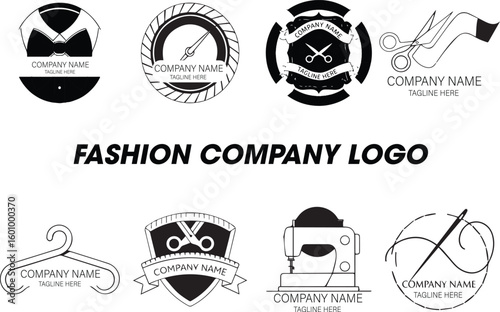 Collection of Eight Stylish Black and White Fashion Company Logos