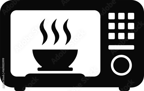 Microwave oven vector icon illustration for cooking food heating appliance kitchen equipment design