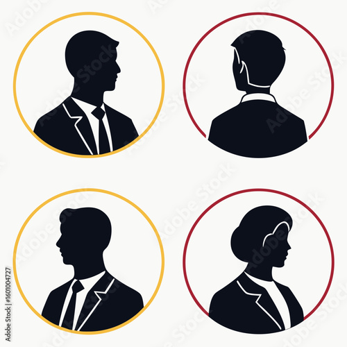 Four business people silhouettes isolated on white background
