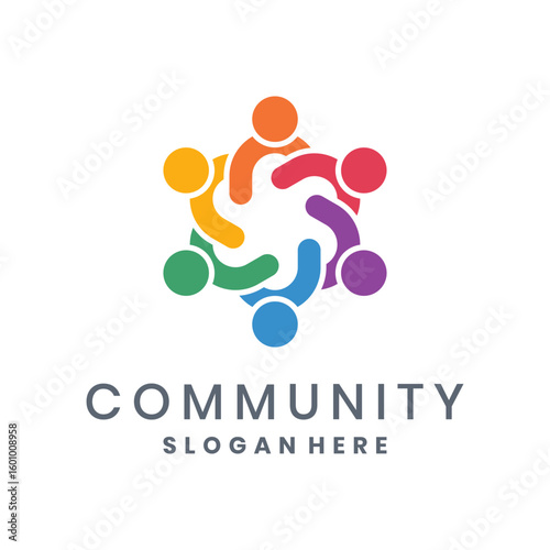 Abstract community logo design with people in a circular shape
