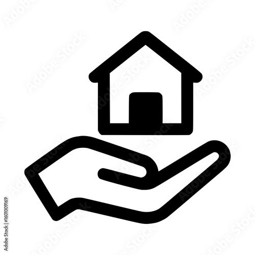 Hand Holding Up House Icon PNG Filled Flat Sign on Transparent Background