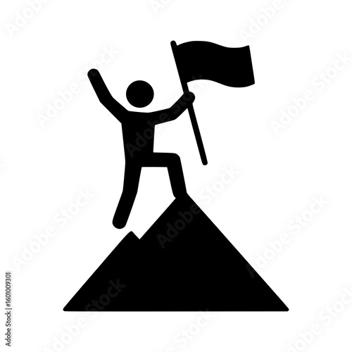 Achievement of Man on Mountain Top Icon PNG Transparent Background