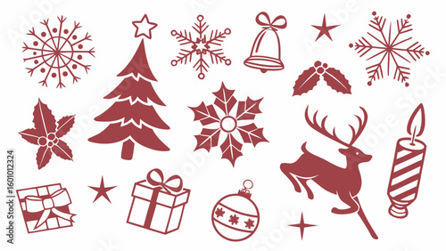 Twenty Colorful Christmas Icons Festive Holiday Design Elements