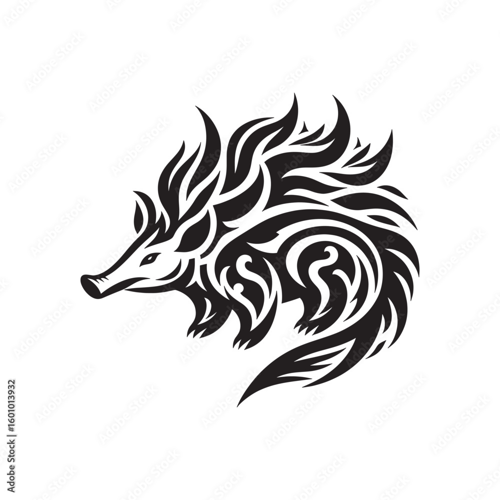 Fototapeta premium Solid Black Aardvark Silhouette in Vector Style Isolated on White Background Perfect for Logos Prints and Graphic Art