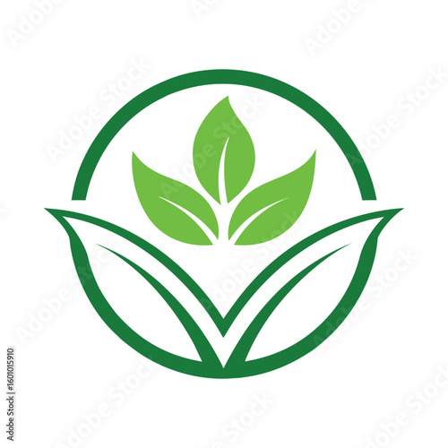 Dual Green Leaf Layers in Circle for Eco Friendly Growth Logo