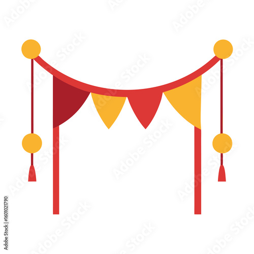 Festive Red and Yellow Pennant Banner Decoration for Celebrations and Events