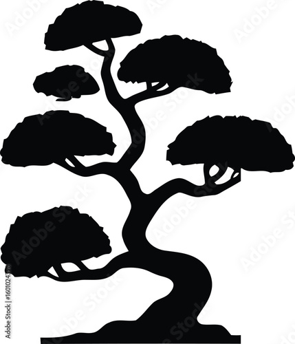 Elegant bonsai tree silhouette representing zen and Japanese art