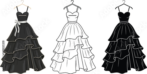 Shop elegant black gown with ruffles and ribbon online formal wear dress fashion style