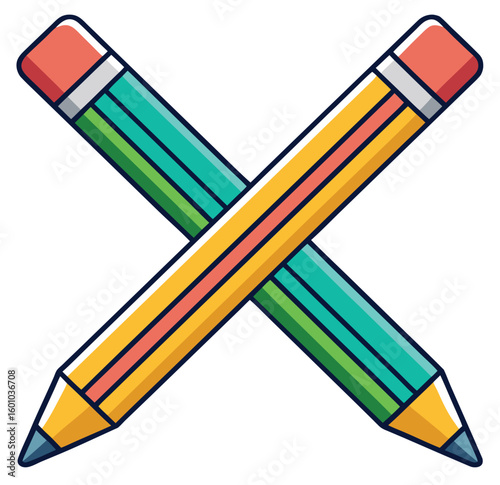Colored pencils vector illustration on white background for art and school use