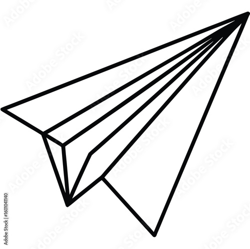 Here's the sentence describing the image:

White isolated paper plane vector illustration design concept symbol drawing