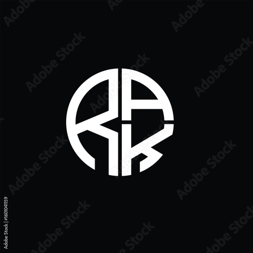 RAK logo RAK icon RAK monogram RAK letter minimalist Circle flat Unique modern abstract logo design.