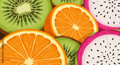 Vibrant Tropical Sliced Fruit Pattern