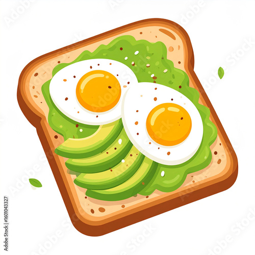 Zdrowa kanapka z awokado i jajkiem ilustracja
