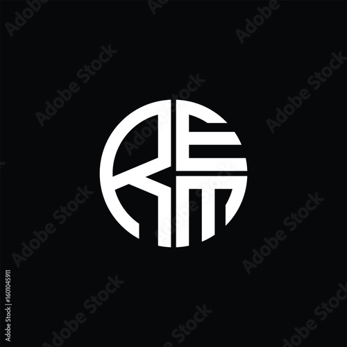 REM logo REM icon REM monogram REM letter minimalist Circle flat Unique modern abstract logo design.