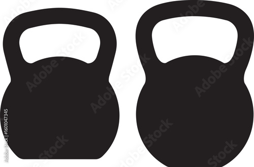 Isolated on white a black metal kettlebell rests on a weight scale symbolizing heavy gym fitness equipment and strength training