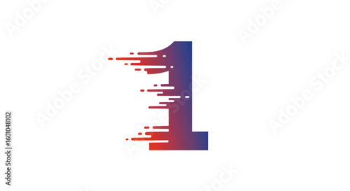 A stylized number one with a gradient effect and motion blur.