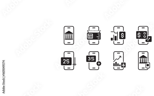 Mobile phone vector icon set for web, internet, and business communication technology